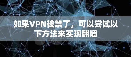 如果VPN被禁了,可以尝试以下方法来实现翻墙 如果VPN被禁了,可以尝试以下方法来实现翻墙
