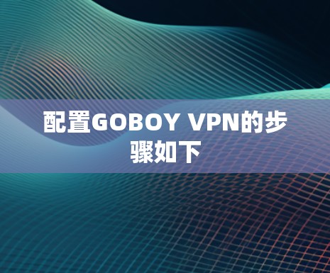 配置GOBOY VPN的步骤如下
